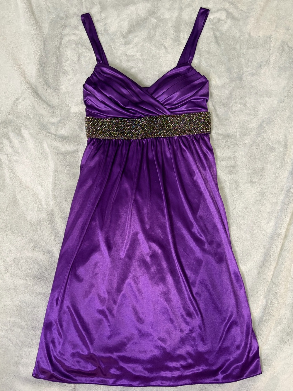 My Michelle Purple Dress Empire Beaded Waist